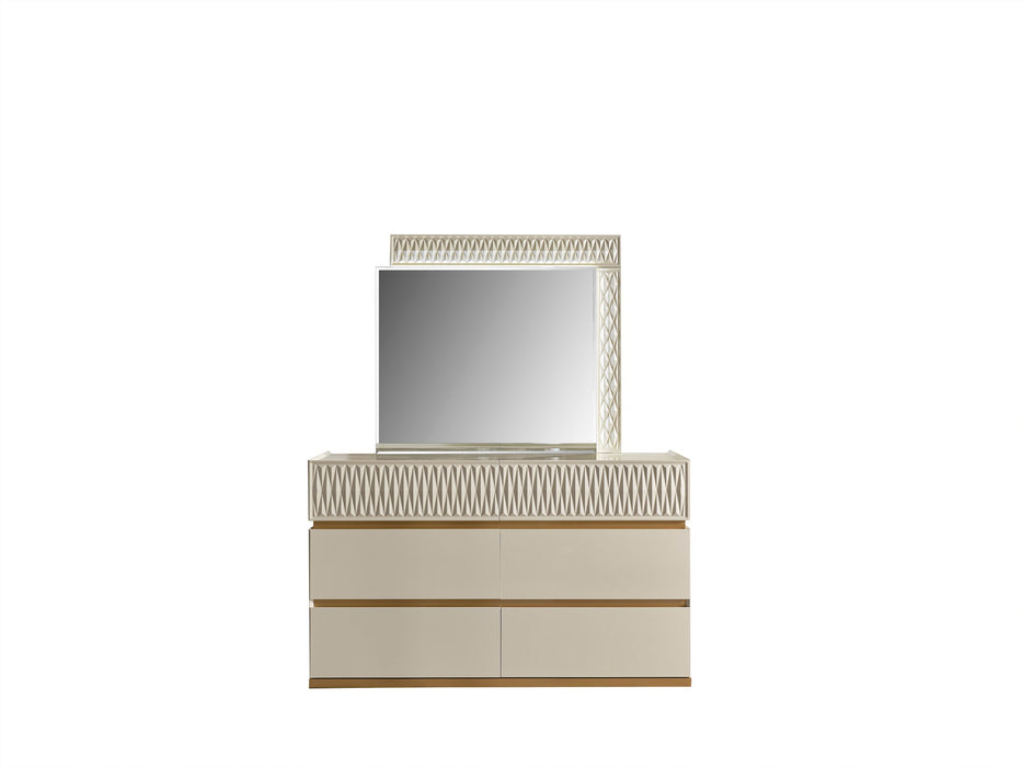 Delfano Modern Style Mirror Made With Wood In Beige