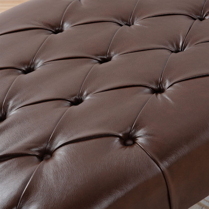 Upholstered Chaise Lounge - Dark Brown