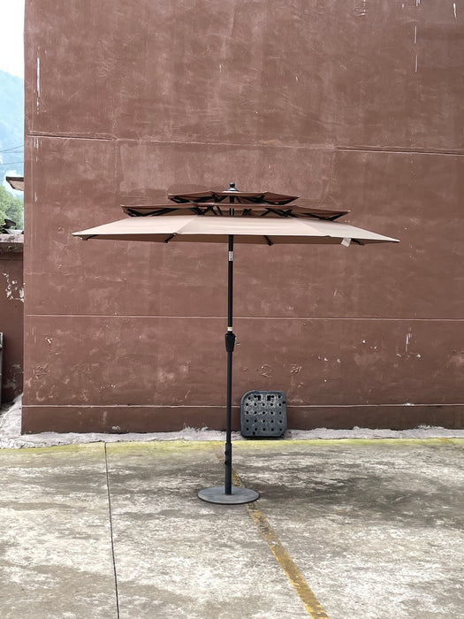 9Ft 3-Tiers Outdoor Patio Umbrella With Crank And Tilt And Wind Vents For Garden Deck Backyard Pool Shade Outside Deck Swimming Pool