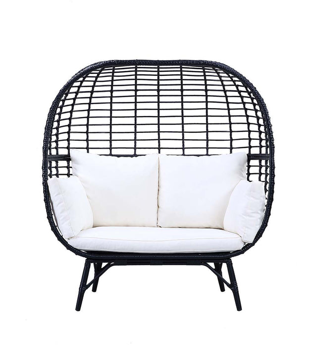 Penelope - Patio Lounge Chair - Cream Fabric & Black Finish Unique Piece Furniture