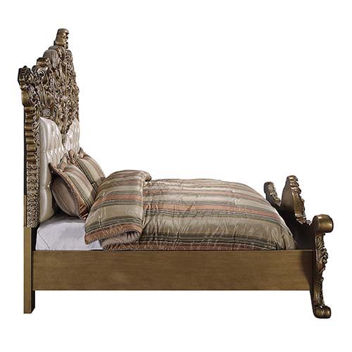 Constantine - Eastern King Bed - PU Leather, Light Gold, Brown & Gold Finish Unique Piece Furniture