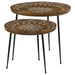 Nuala - 2 Piece Round Nesting Table With Tripod Tapered Legs - Honey And Black Unique Piece Furniture