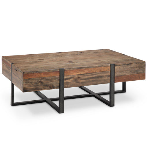 Prescott - Modern Reclaimed Wood Rectangular Cocktail Table - Rustic Honey Unique Piece Furniture
