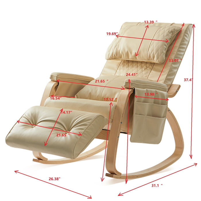 Massage Comfortable Relax Rocking Chair Cream White