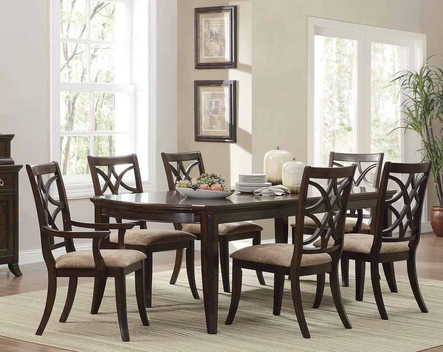 Cherry Finish Formal Dining Table 1 Piece Lovely Veneer Pattern 2X Extension Leaf Contemporary Dining Furniture