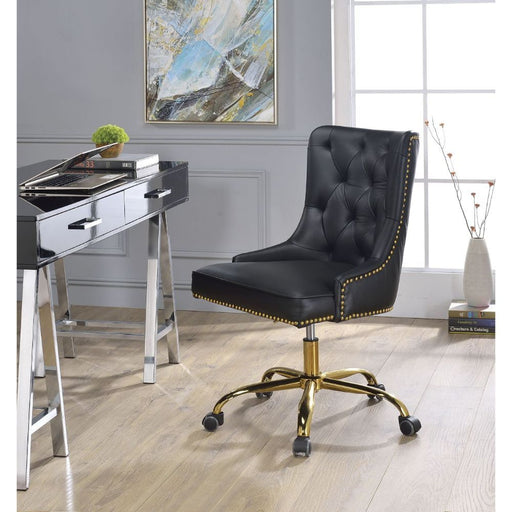 PUrlie - Office Chair - Black PU & Gold Unique Piece Furniture