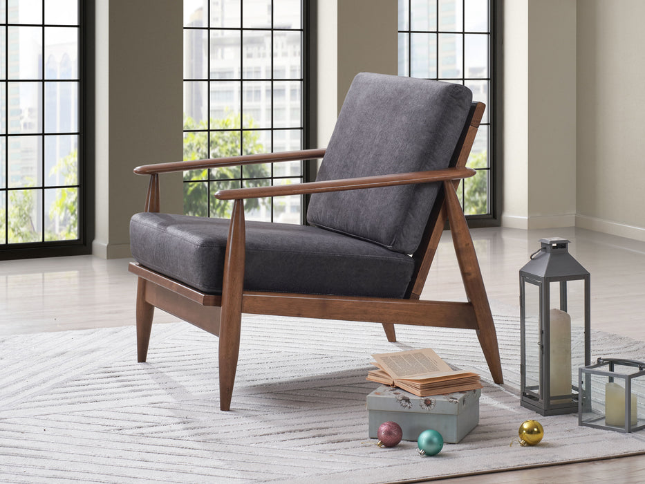 Acme Alisa Accent Chair, Charcoal Fabric & Brown Finish