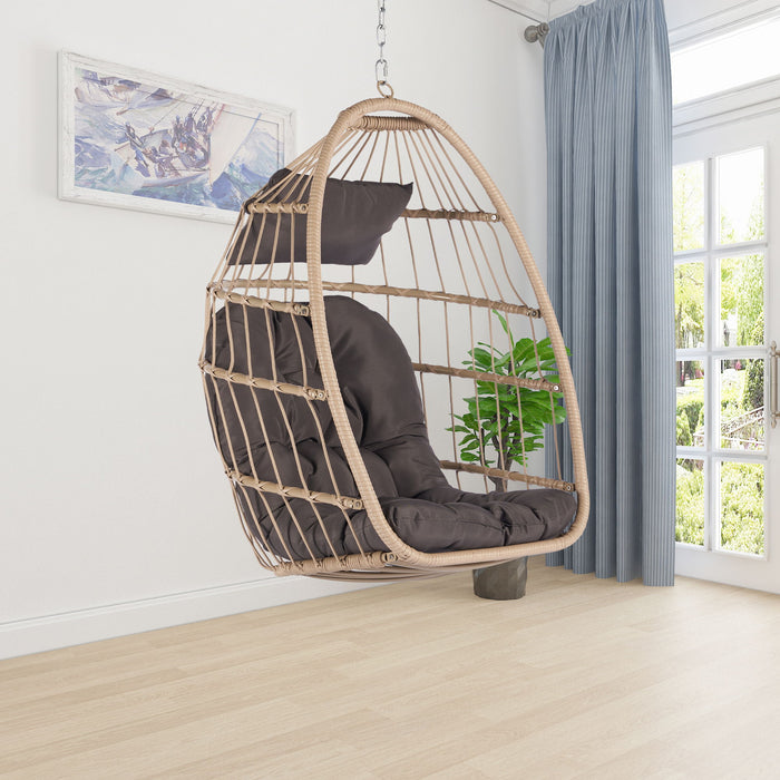 Outdoor Rattan Egg Swing Chair Hanging Chair Wood