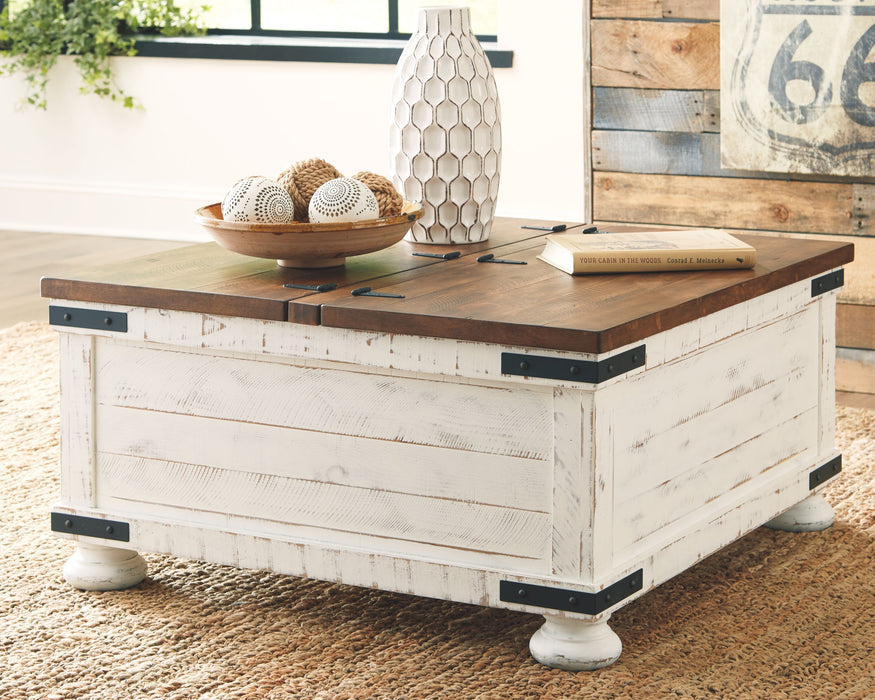Wystfield - White / Brown - Cocktail Table With Storage Unique Piece Furniture