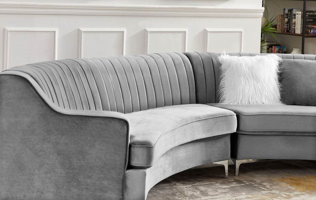 Gray Velvet Curved Sofa