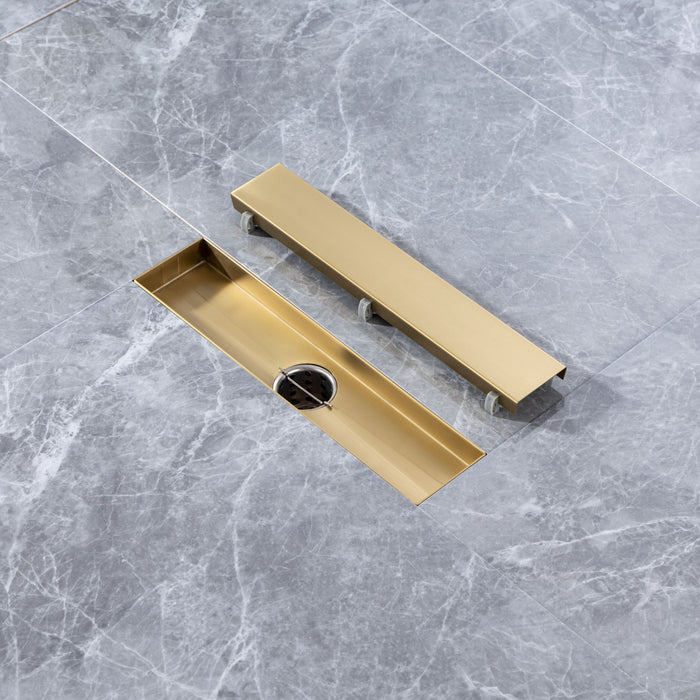 12'' Linear Grid Shower Drain - Brushed Gold