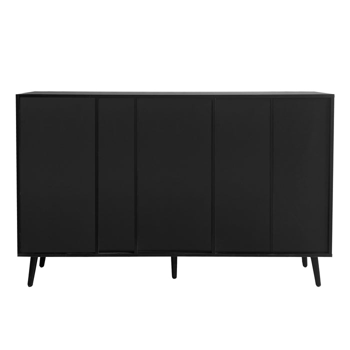 U_Style Featured Two - Door Storage Cabinet With Two Drawers And Metal Handles, Suitable For Corridors, Entrances, Living Rooms, And Bedrooms - Black / Gray