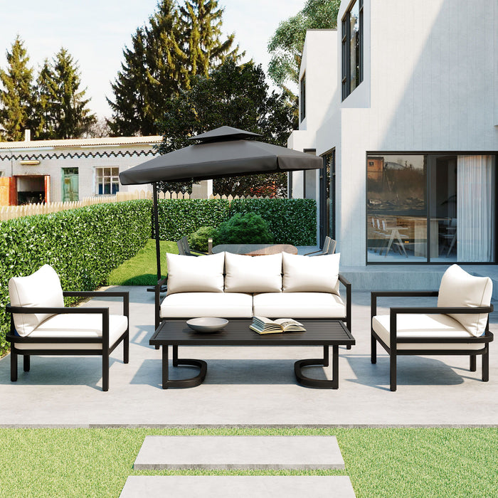U_Style Multi-Person Outdoor Steel Sofa Set, Waterproof, Anti-Rust, Anti-Uv, Suitable For Gardens And Lawns