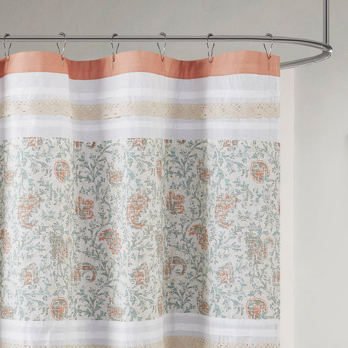 Cotton Shower Curtain - Coral