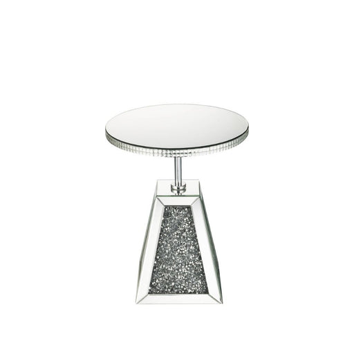 Noralie - Accent Table - Mirrored & Faux Diamonds - 20" Unique Piece Furniture