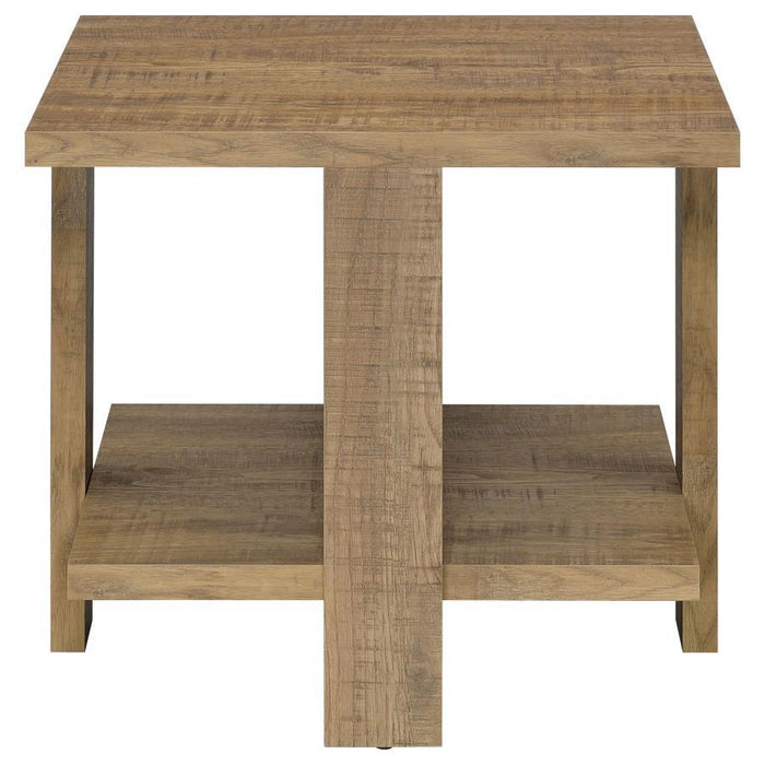 Dawn - Square Engineered Wood End Table With Shelf - Mango