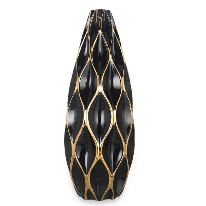 Elegant Ceramic Vase With Gold Accents - Timeless Home Decor - Black