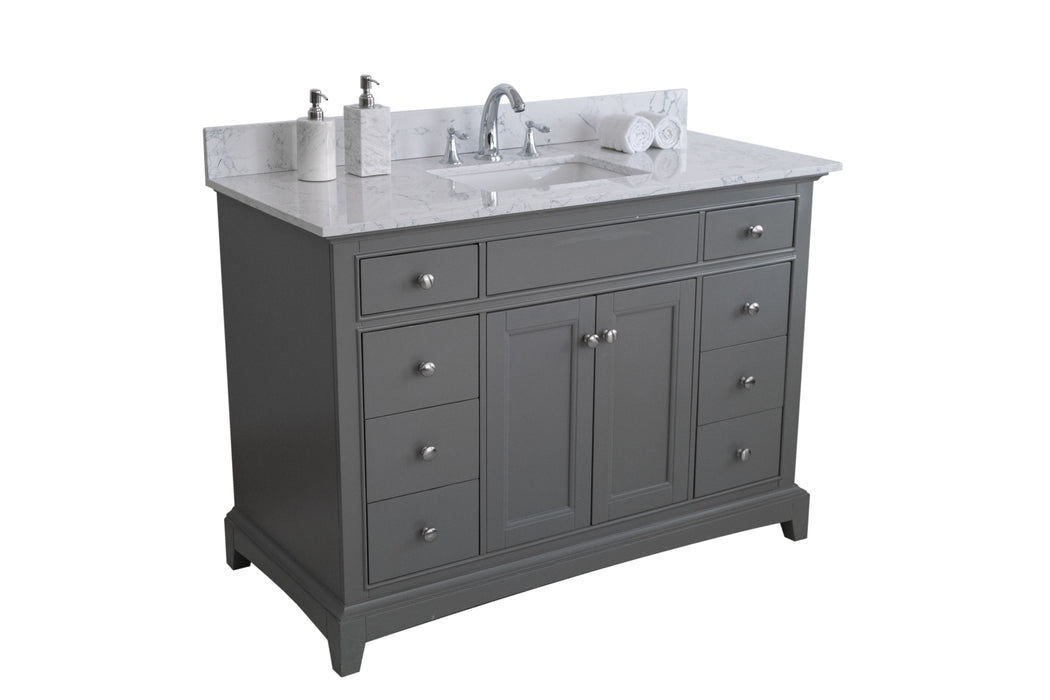 Montary 49" X 22" Bathroom Stone Vanity Top Carrara Jade Engineered Marble Color With Undermount Ceramic Sink And 3 Faucet Hole With Backsplash