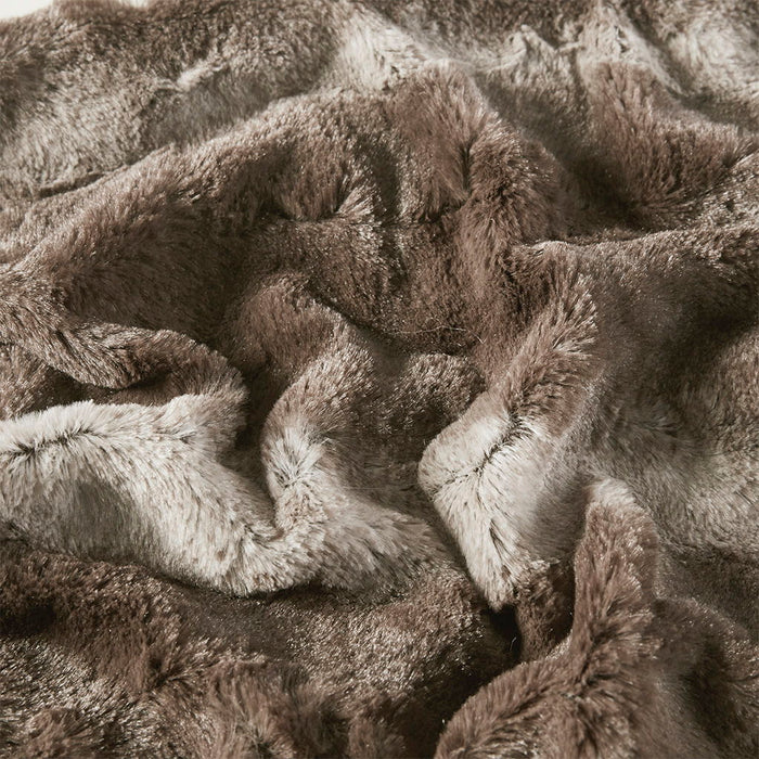 Oversized Faux Fur Throw - Brown