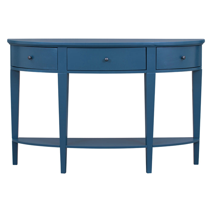 U-Style Modern Curved Console Table Sofa Table With 3 Drawers And 1 Shelf For Hallway, Entryway, Living Room - Navy Blue