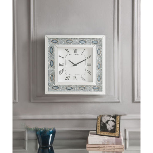 Sonia - Wall Clock - Mirrored & Faux Agate Unique Piece Furniture