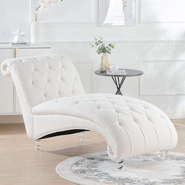 Tufted Armless Chaise Lounge - White
