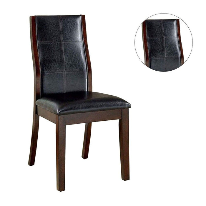 Transitional Dining Room Side Chairs (Set of 2) Pieces Chairs Only Brown Cherry Unique Curved Back Espresso Leatherette Padded Seat