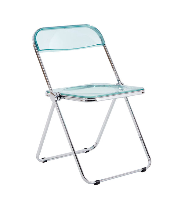 Blue Clear Transparent Folding Chair Pc Plastic Seat