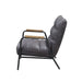 Nignu - Accent Chair - Gray Top Grain Leather & Matt Iron Finish Unique Piece Furniture
