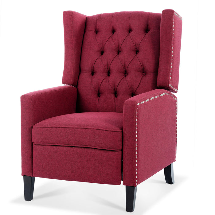 Wide Manual Wing Chair Recliner - Wine Red