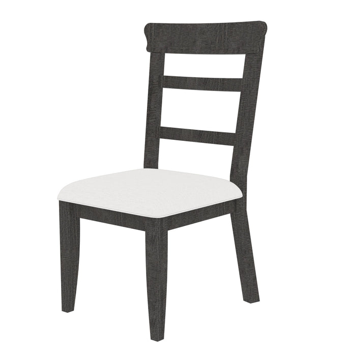 Dining Chair (Set of 2) Upholstered Cushion Seat Wooden Ladder Back Side Chairs Dark Gray