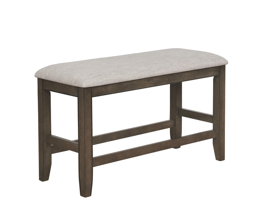 Farmhouse Style 1 Piece Gray Counter Height Bench Footrest Upholstered Seat Wooden Furniture