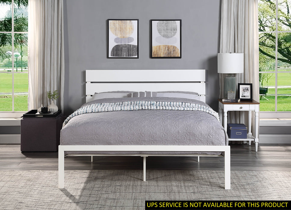Contemporary Queen Bed 1 Piece Casual Style White Metal Bed Bedroom Furniture
