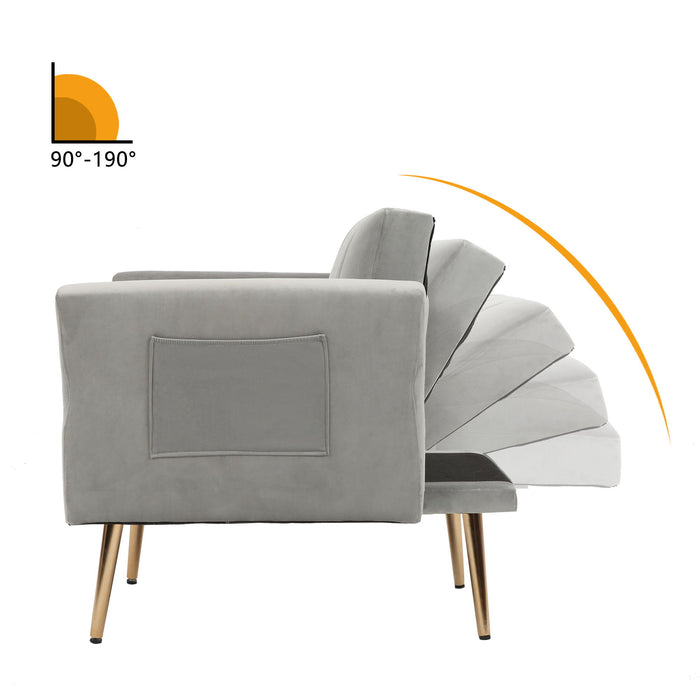 Accent Chair With Ottoman Set, Velvet Accent Chair With Gold Legs, Upholstered Single Sofa