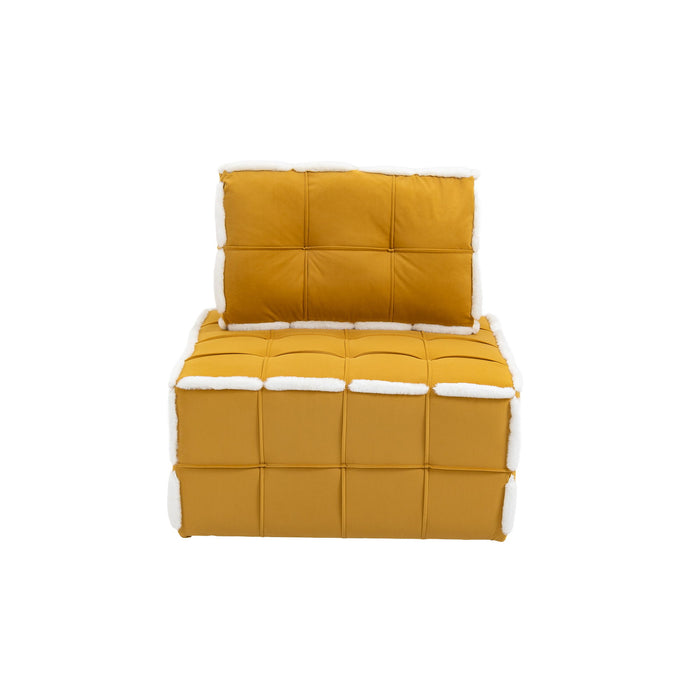 Coolmore Upholstered Deep Seat Armless Accent Single Lazy Sofa Lounge Arm Chair, Comfy Oversized Leisure Barrel Chairs For Living Room / Office / Meetingroom / Aparment / Bedroom Furniture Set - Musterd Yellow