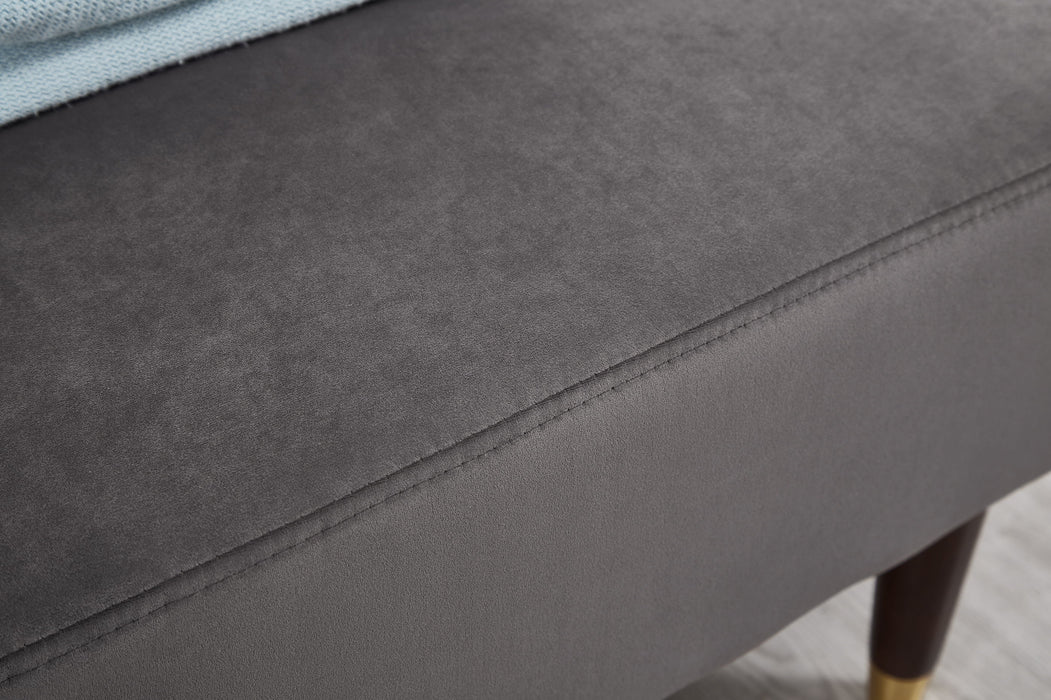 Modern Chaise Lounge Chair Velvet Upholstery (Grey)