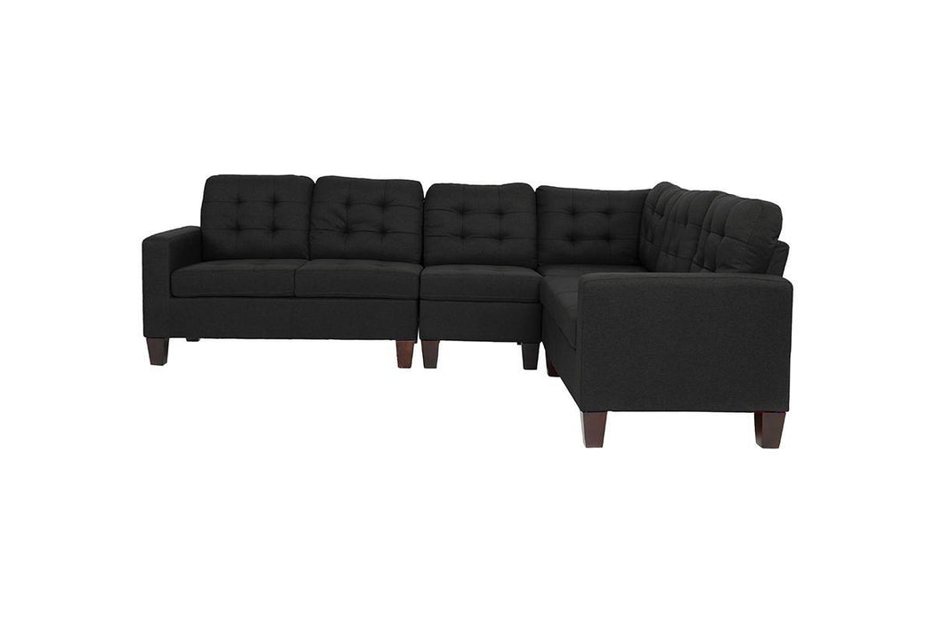 Modular Sectional Black Polyfiber 4 Pieces Sectional Sofa LAF And RAF Loveseats Corner Wedge Armless Chair Tufted Cushion Couch