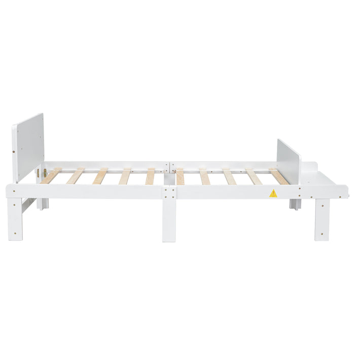 Twin Bed With Footboard Bench, White