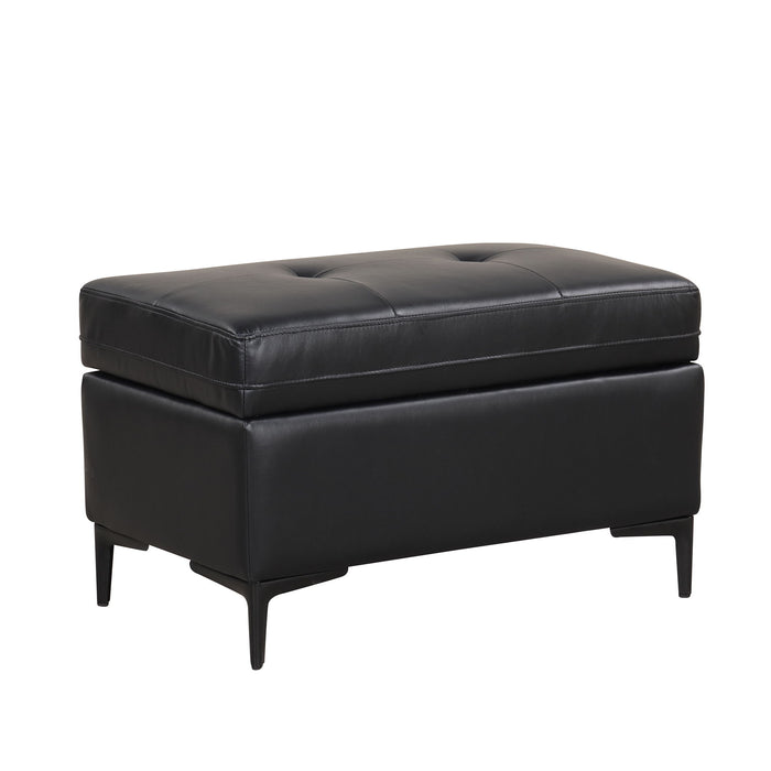 Shaped Corner Sofa PU Leather Sectional Sofa Couch With Movable Storage Ottomans For Living Room, Black