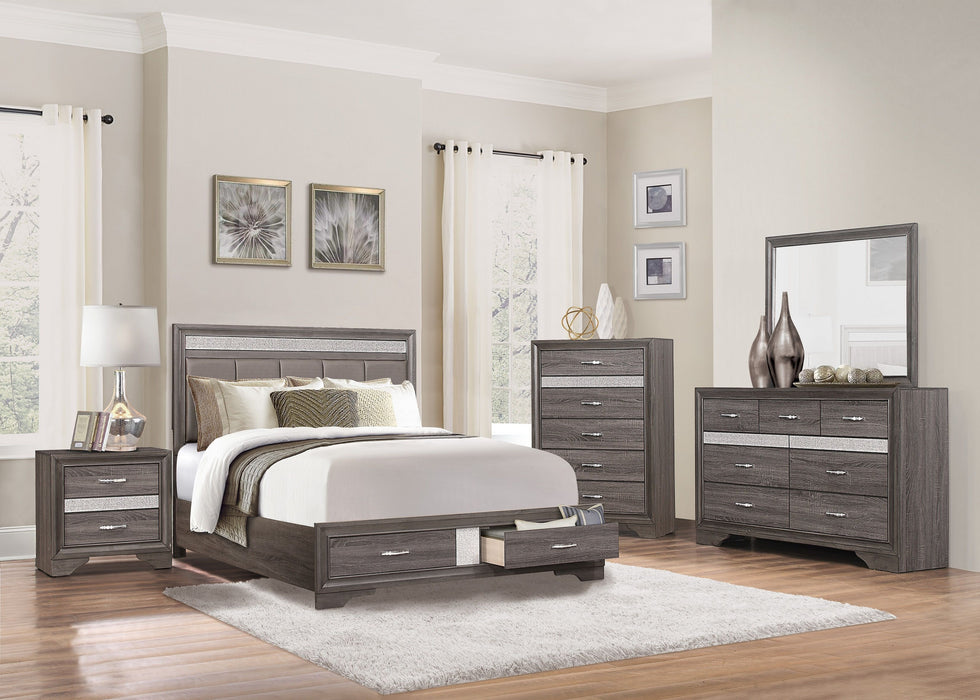 Unique Style Bedroom 1 Piece Dresser Of Drawers Hidden Drawers Gray And Sliver Glitter Wooden Furniture