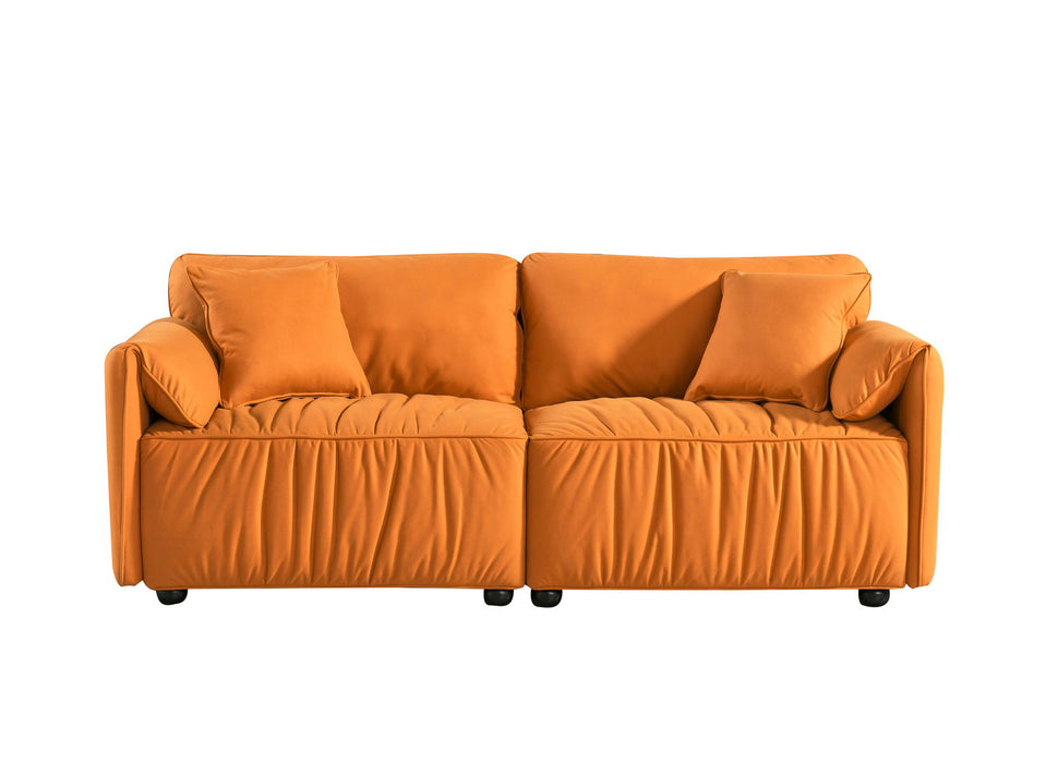 Modern Sofa Loveseat, Sofa Couch, Large Deep Seat Sofa, Loveseat With Hardwood Frame, Mid - Century Upholstered Sofa For Living Room, Bedroom, Apartment Orange - 2