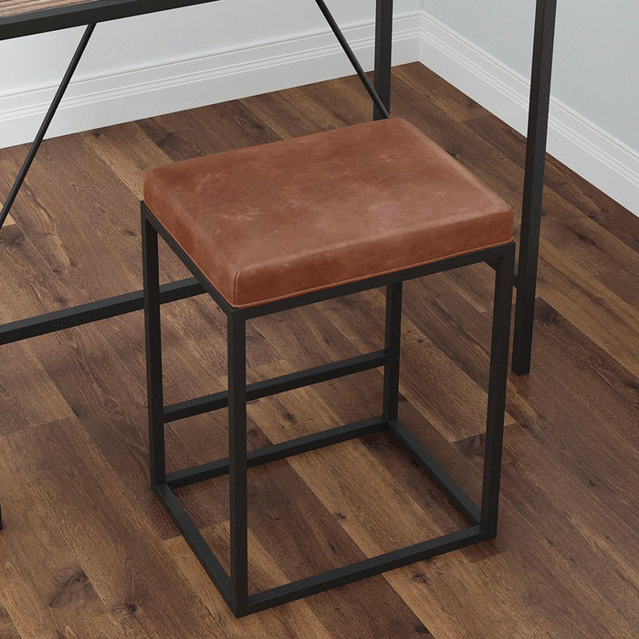 (Set of 2) Riley Indoor Brown Metal Faux Leather Bar Stools