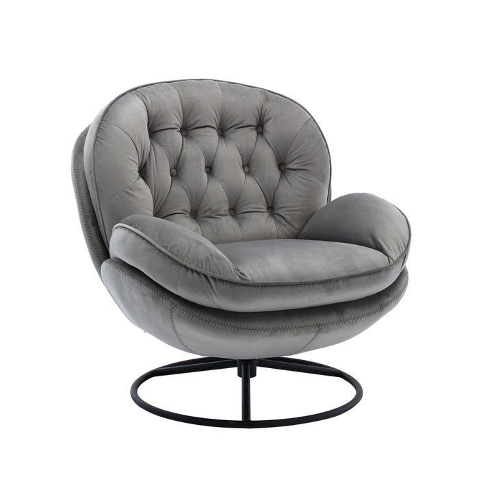 Accent Chair TV Chair Living Room Chair Gray With Ottoman