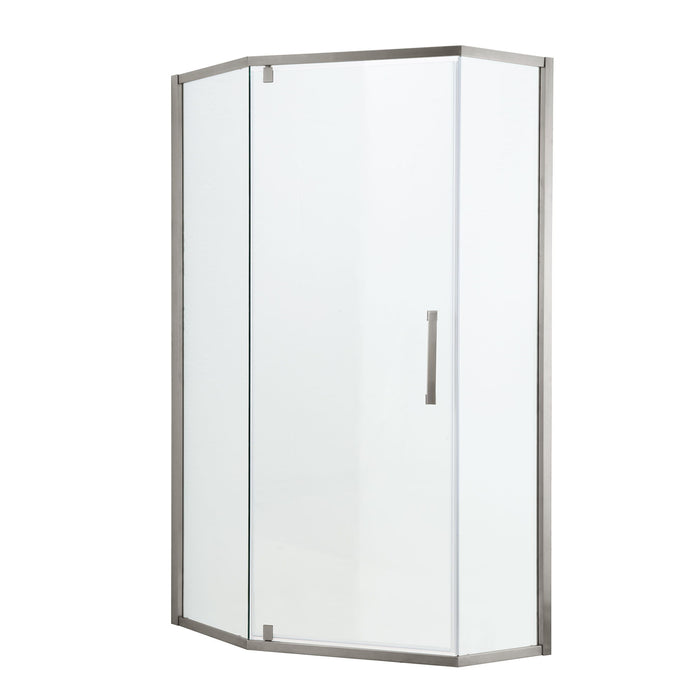 Shower Door 34 1/8" X 72" Semi Frameless Neo Angle Hinged Shower Enclosure, Brushed Nickel