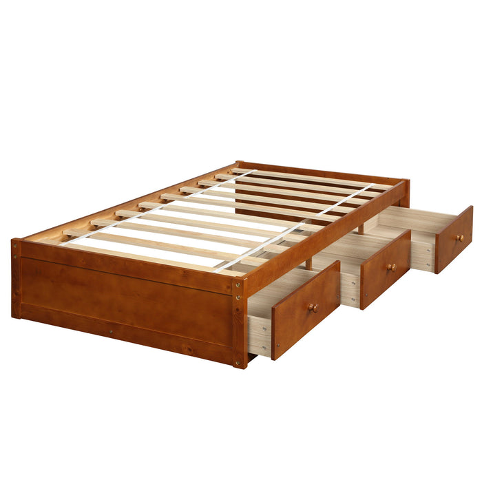 Orisfur. Twin Size Platform Storage Bed With 3 Drawers