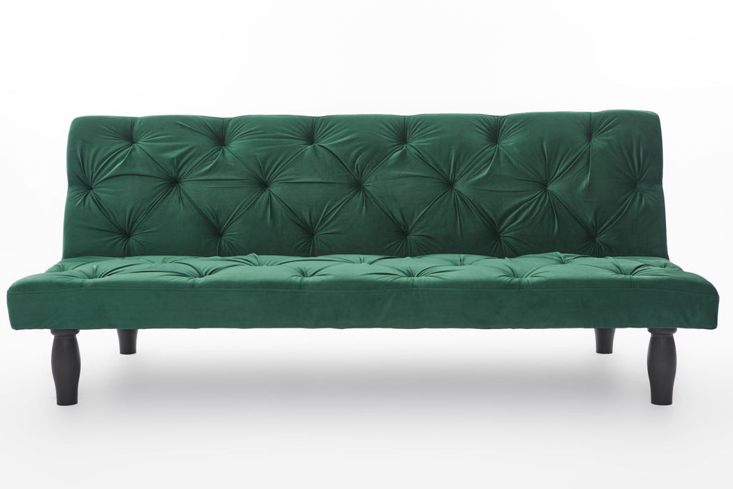 2534B Sofa Converts Into Sofa Bed 66" Green Velvet Sofa Bed Suitable For Family, Apartment, Bedroom