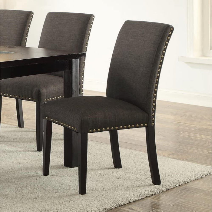 Contemporary Dining Table Ash Black Polyfiber Upholstery 6X Side Chairs Cushion Seats 7 Piece Dining Set Dining Room Furniture
