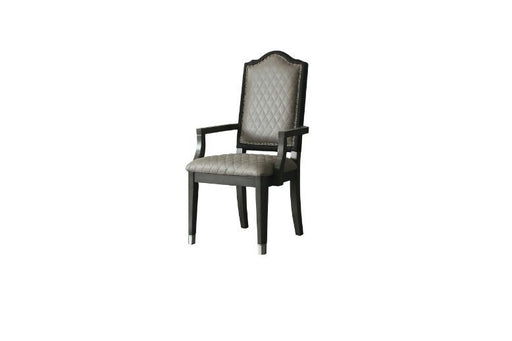 House - Beatrice Chair (Set of 2) - Two Tone Gray Fabric & Charcoal Finish Unique Piece Furniture