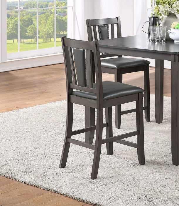 Gray Finish Dinette 5 Pieces Set Kitchen Breakfast Counter Height Dining Table Wooden Top Upholstered Cushion 4X High Chairs Dining Room Furniture