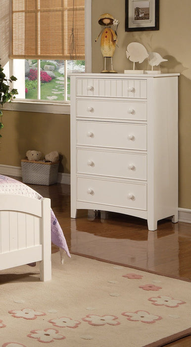 White Color Twin Size Bed Nightstand And Chest 3 Pieces Set Bedroom Furniture Wooden Transitional Style Headboard